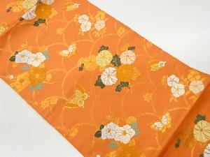 花々に蝶模様織出し名古屋帯